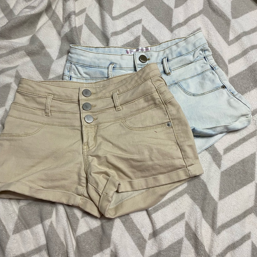 A set of high waisted shorts
